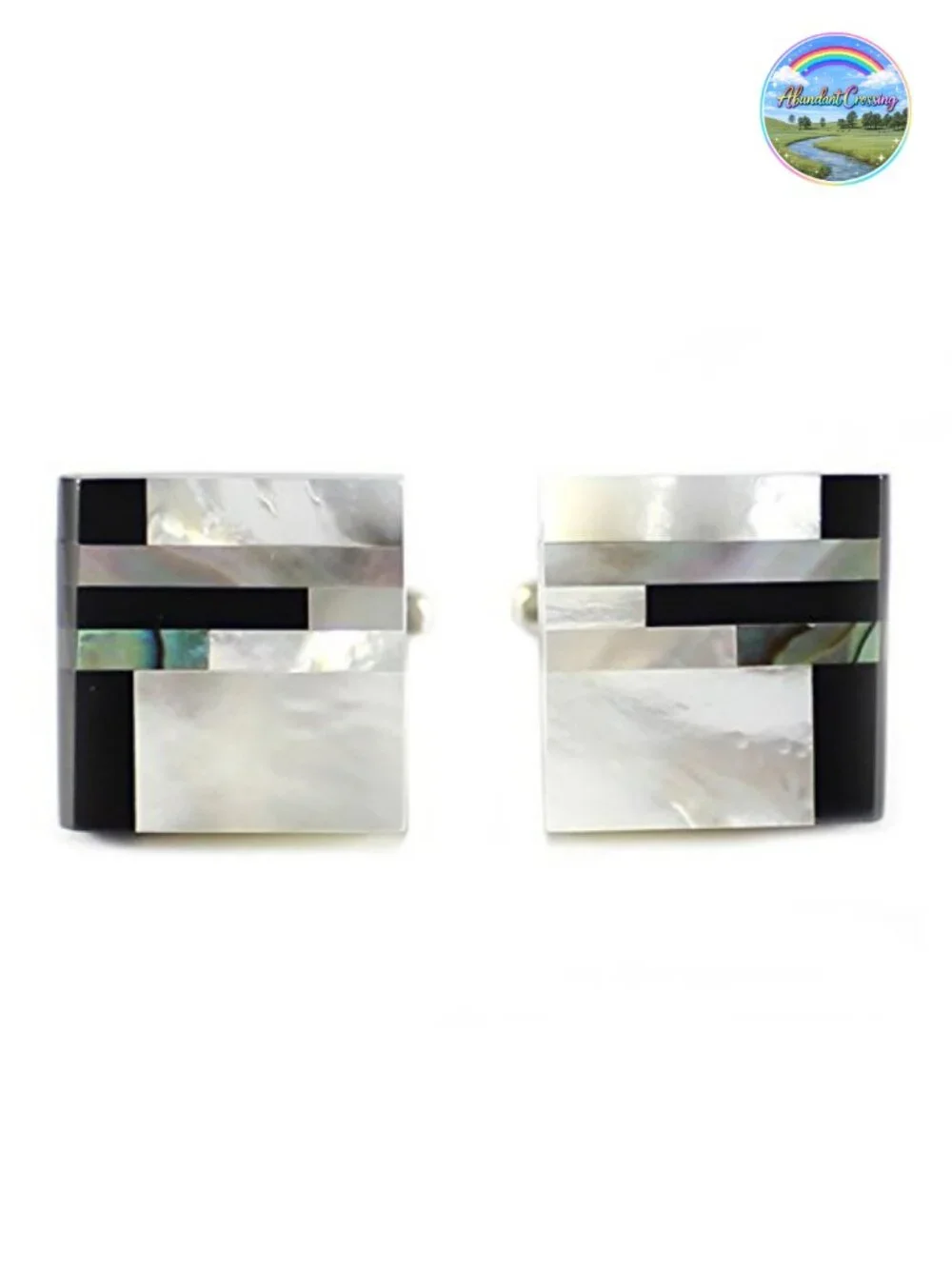 Genuine Onyx Mother of Pearl Cufflinks Men Classic Cuff Links with Box